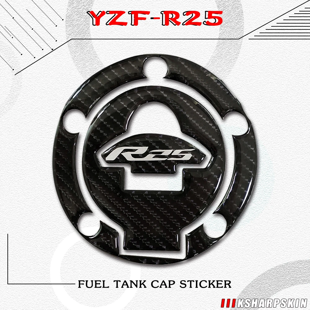 

Motorcycle 3D carbon fiber fuel tank cap sticker waterproof decorative gasket for Yamaha YZF-R25 yzf r25