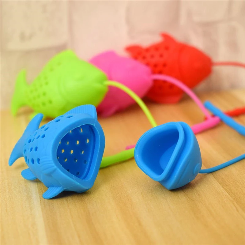 1 шт. Чай листьев Фильтр Высокое качество силикона рыбы Форма заварки травяная