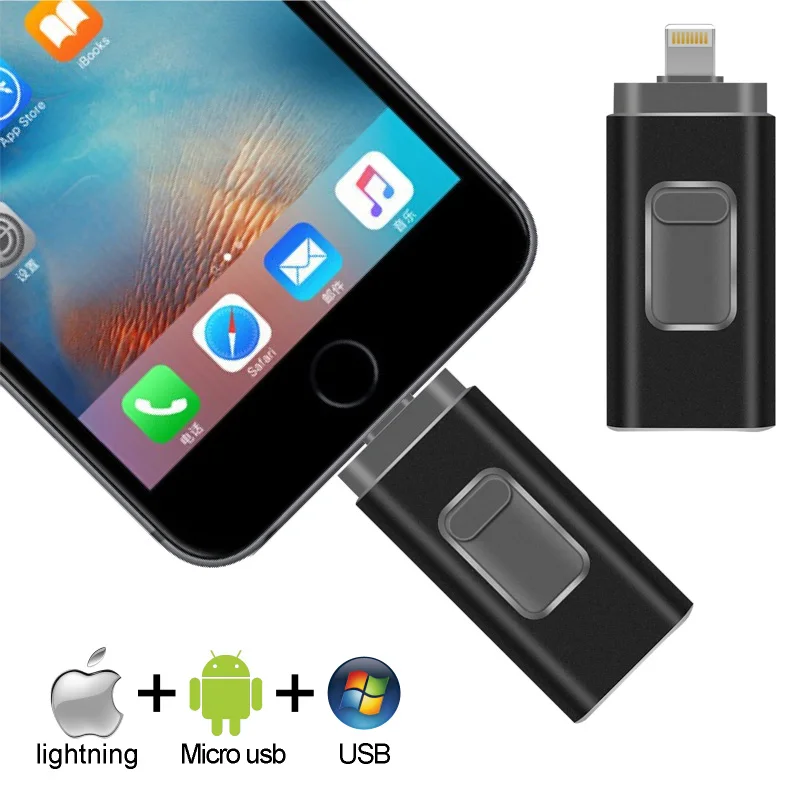 Usb флэш-накопитель для iPhone 6/6s/6plus/7/7plus/8/X Usb/Otg/Lightning 3 в 1 Флешка 128g 256g для iOS внешних устройств хранения