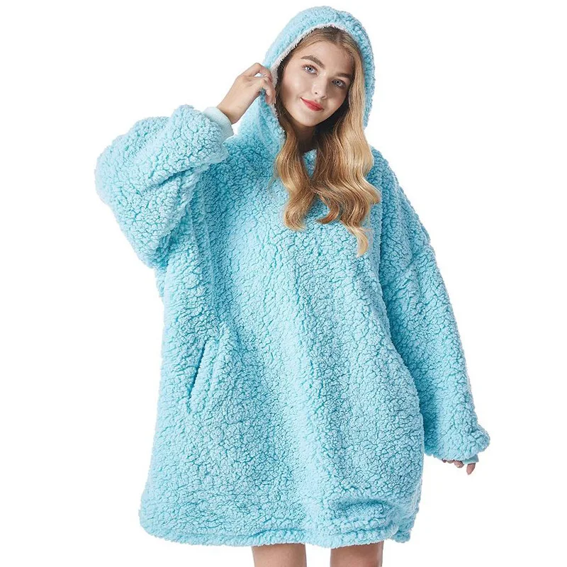 

Felicigeely Wearable Fleecehug Hoodie Blanket Oversized Blanket Sweatshirt Soft Warm Reversible Hooded Sweatshirt adults Women