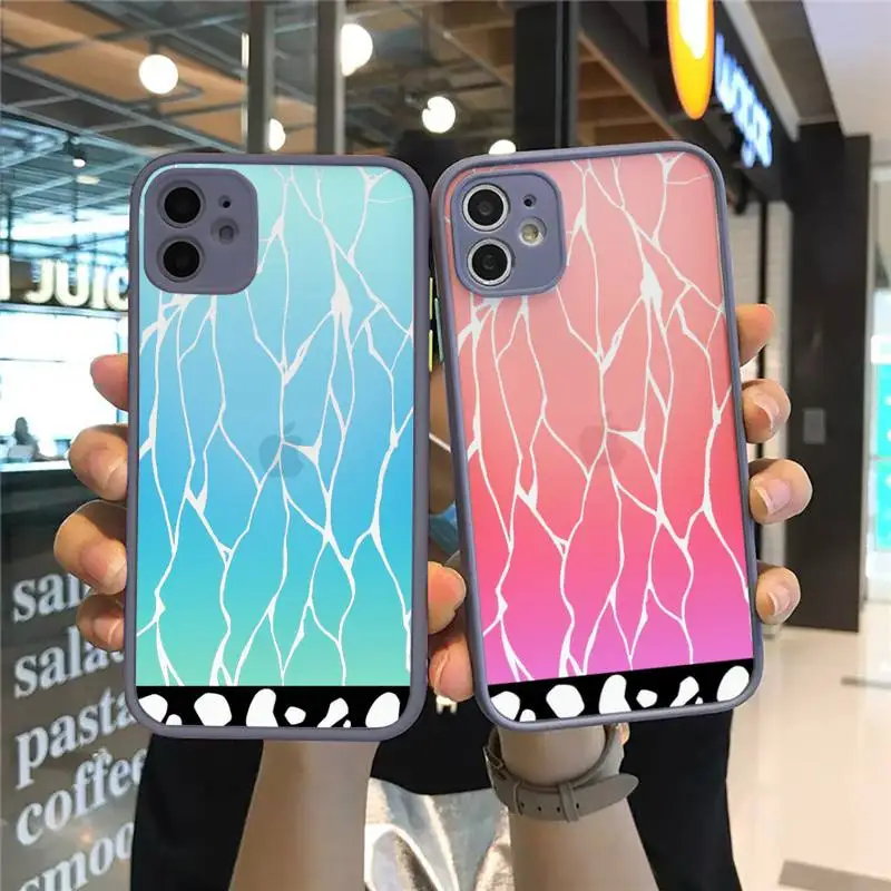 

design aesthetic Demon Slayer Blade Butterfly Phone Case For iPhone 13 12 11 Mini Pro XR XS Max 7 8 Plus X Matte transparent