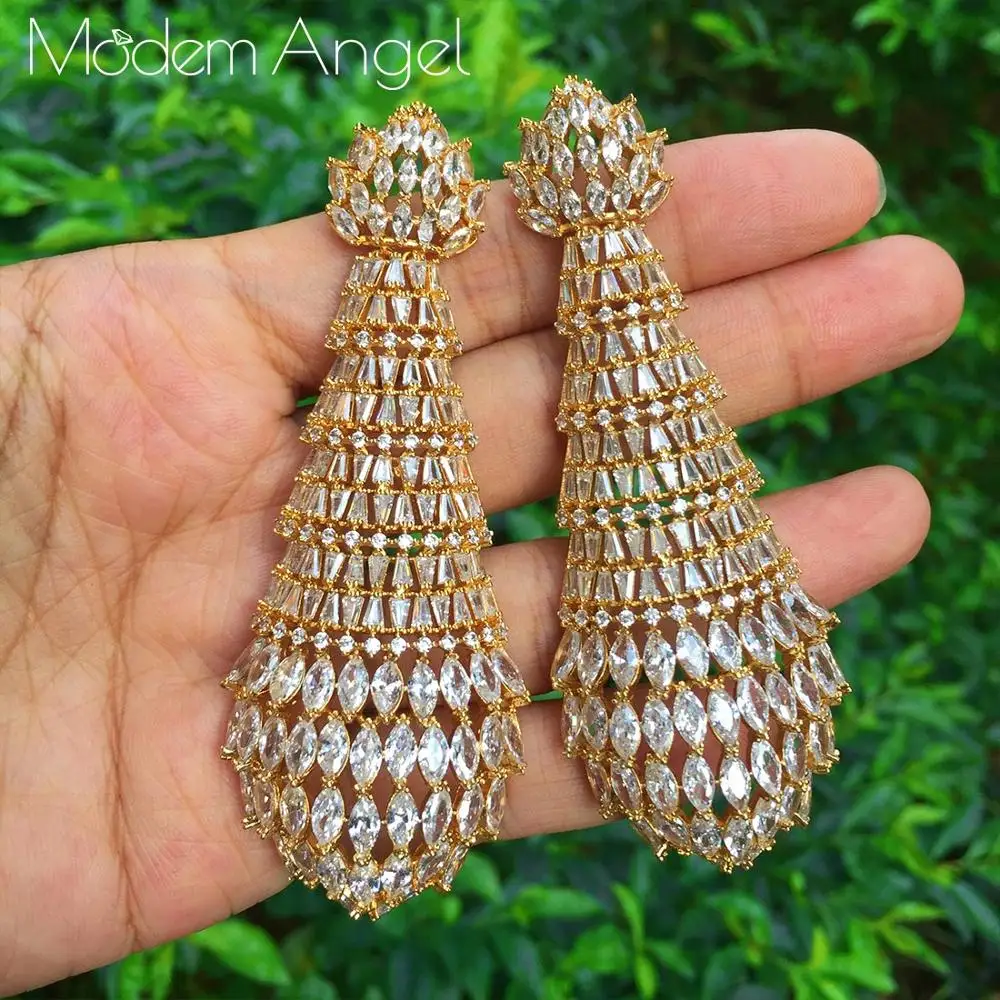 ModemAngel Искрящийся фианит камни Роскошные капли воды Дубаи индийские Золотые