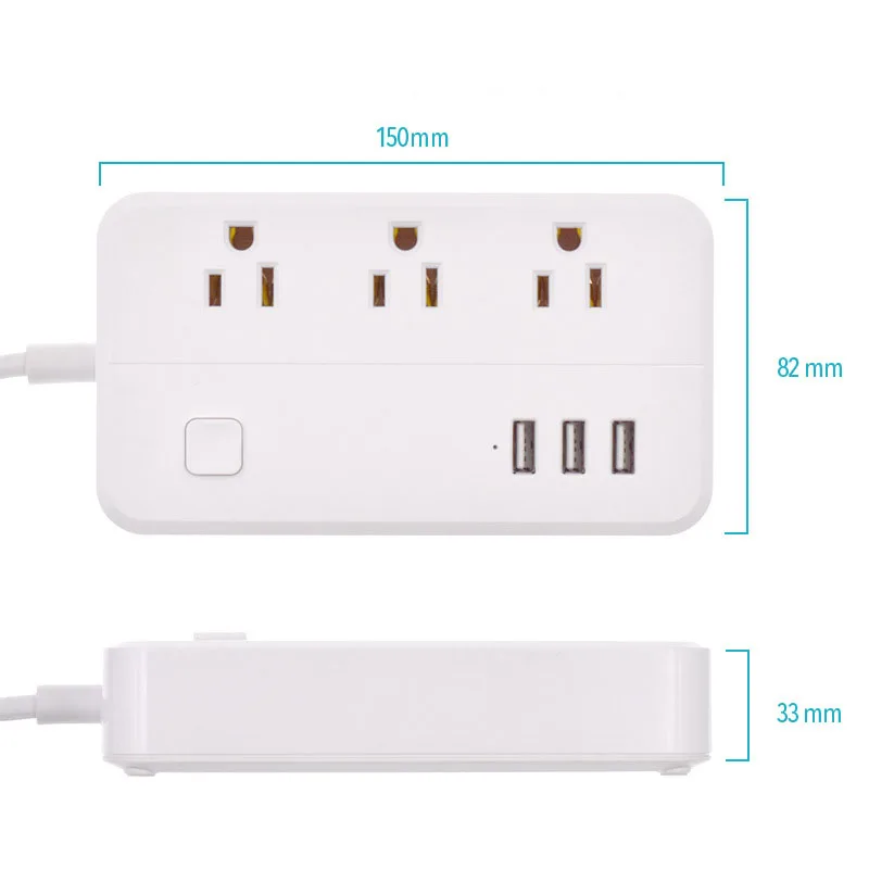 Wifi Smart Power Strip Outlets Surge Protector 3 US AC Plug Socket with USB 1.5m Extension Cord for Alexa Google Home | Электроника