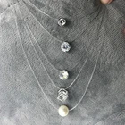 Женский чокер с кристаллами, невидимое квадратное ожерелье из лески с фианитами, для рыбалки до ключиц