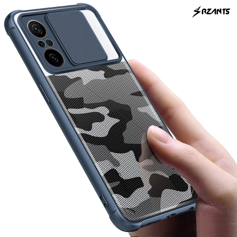 

For POCO F3 Case Camouflage Lens Shockproof Crystal Clear Slide Camera Protection Cover For Redmi K40 K40 Pro Rzants