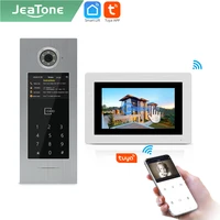 jeatone tuya smart 7inch ip video intercom wifi monitor doorbell for large building support home security ic cardspassword