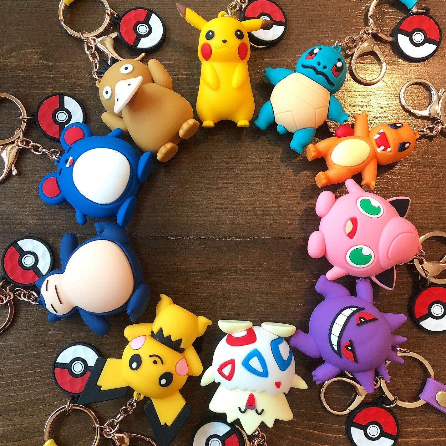 

Pokemon Pocket Monsters Cute Pikachu Car Keyring Small Dinosaur Silicone Keychain Toy Children Christmas New Year Gift