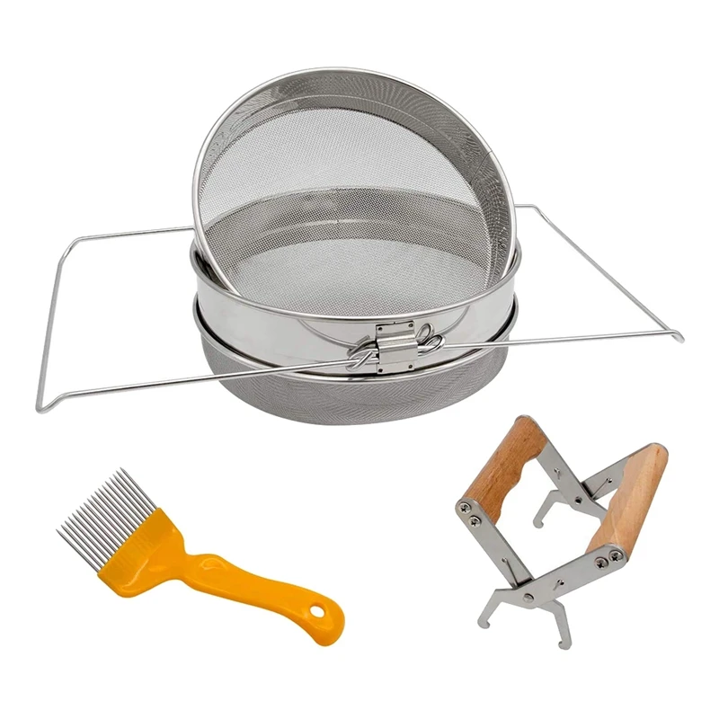 

Honey Strainer Double Sieve Stainless Steel, Bee Keeping Equipment Filter Kit Filter Honey