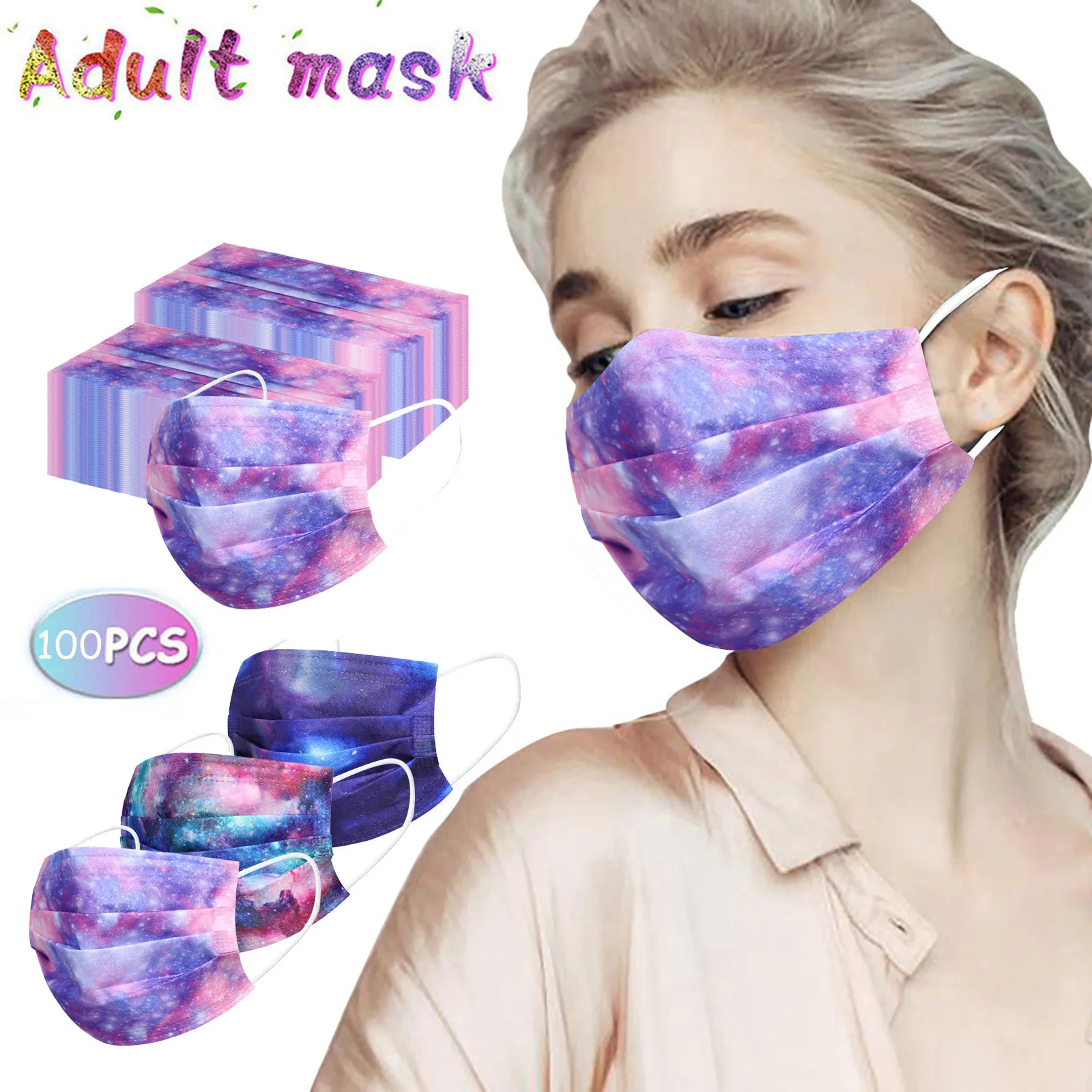 10/50/100шт Взрослые одноразовые маски с принтом для лица, промышленные, 3-слойные, с петлей на ушах, маски для рта Мондмаскерс Васбар Маскариллас Маски для детей