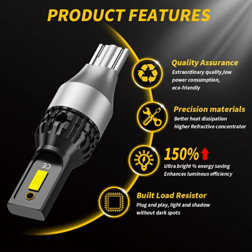 

2pcs Aluminum Alloy Car Turn Signal Tail Lights DC9-24V 3570 LED Reversing Highlight Tail Lamps CSP T15 Car Accessories