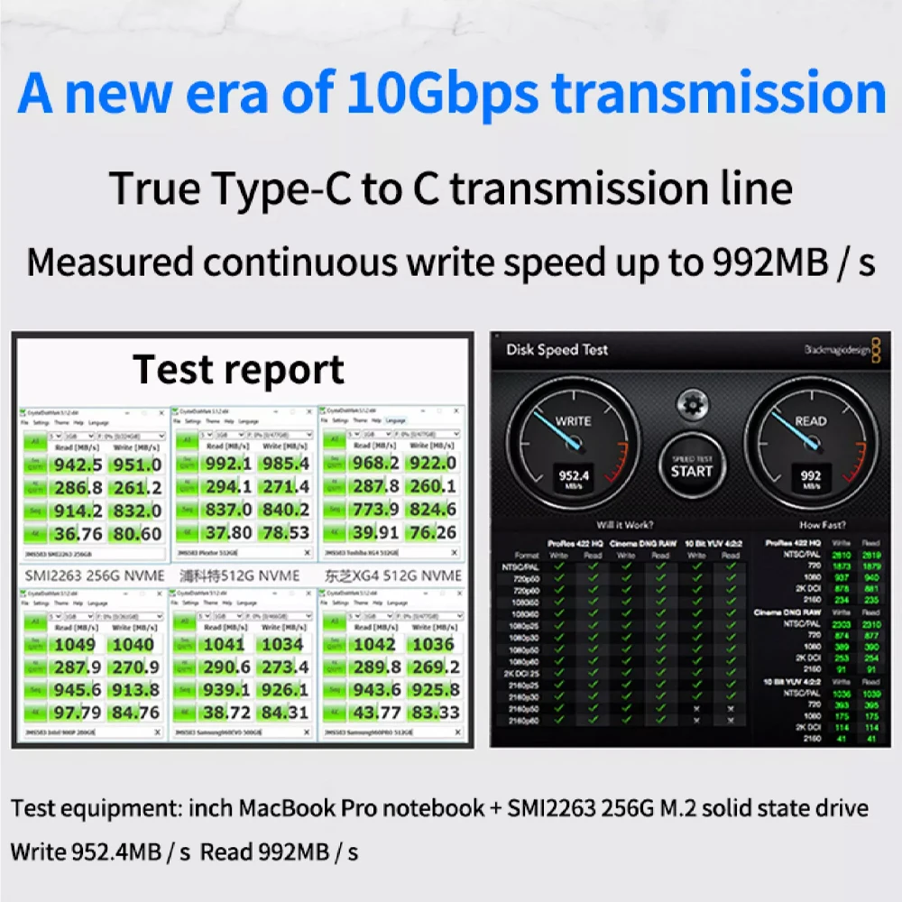 

Clone Docking Station M.2 to Type C USB3.1 Gen2 Hard Disk Box for M2 SSD Key M SSD