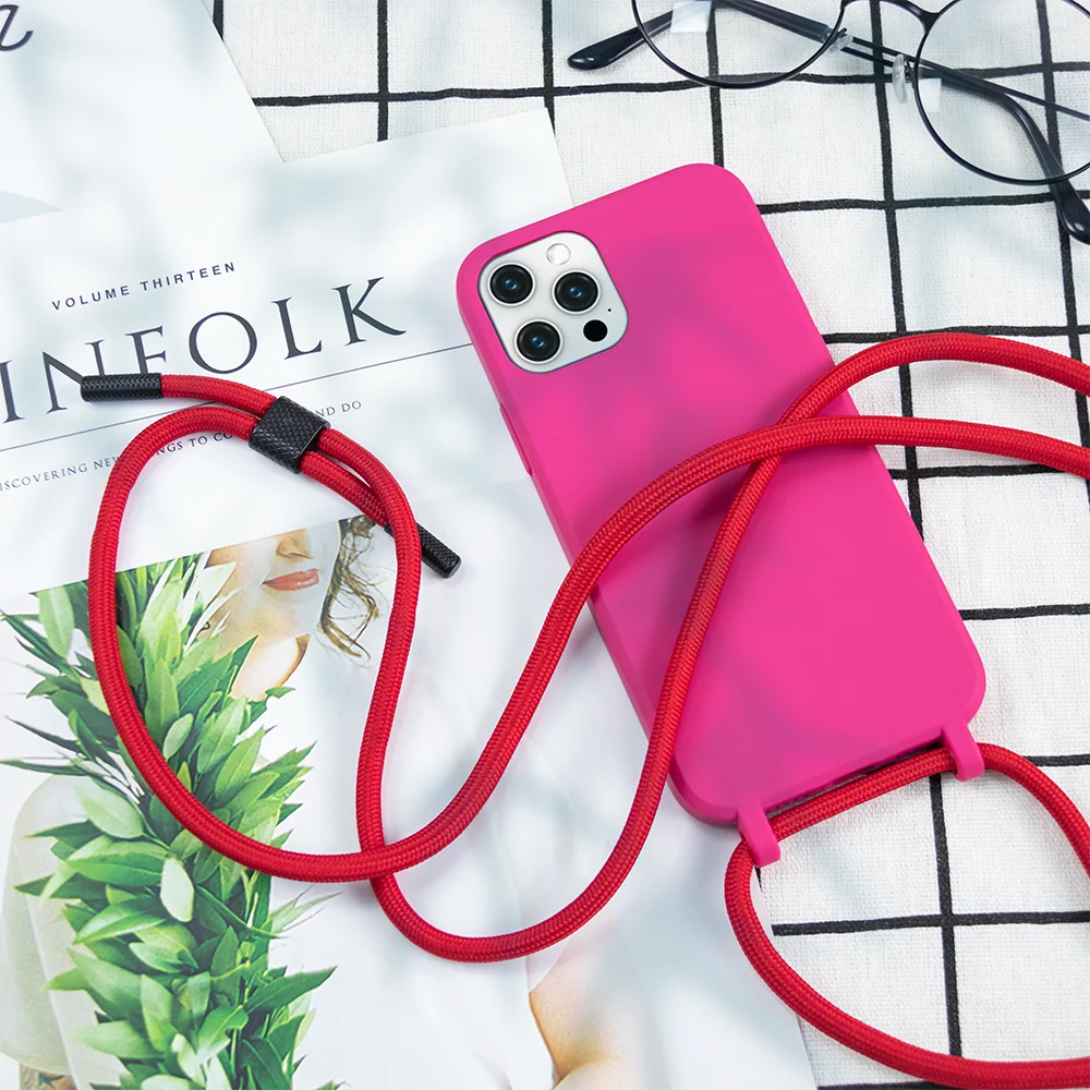

Women Fashionable Detachable Decron Strap Necklace Phone Case Smartphone Lanyard For IPhone 12 Mini Pro Max