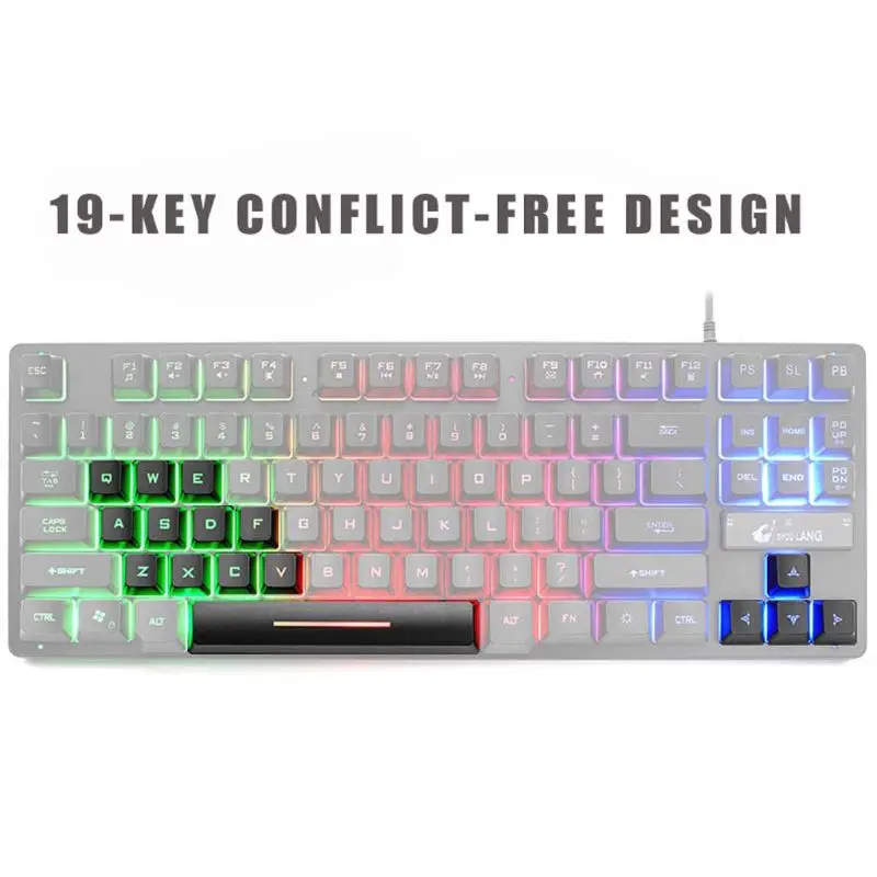 

1 Pc Gaming Keyboard 87 Keys Keyboard for PC / Laptop Gamer Wired Backlit Keyboard