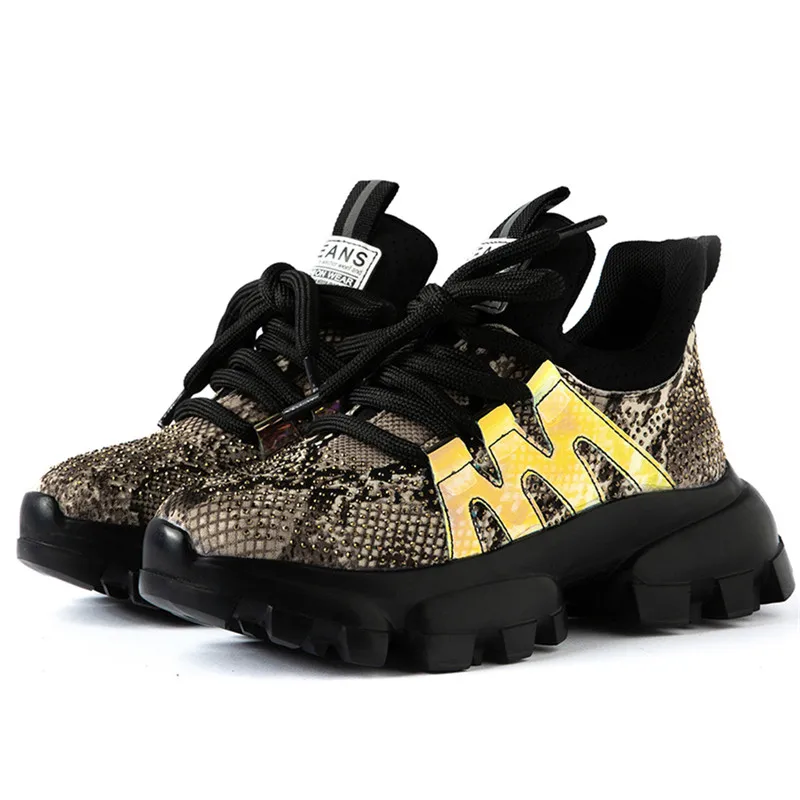 FEDONAS Brand Women Crystal Decoration Genuine Leather Sneakers Top Quality Flats Platform Casual Shoes Woman New Women Flats - Цвет: Золотой