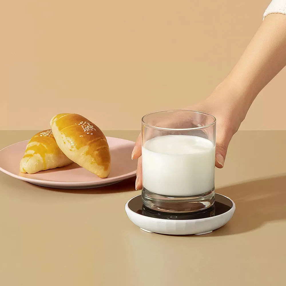 ROSOU Mini Heating Coasters Wired Mat Automatic insulation 55℃ Heat Anti Leakage Tempered Glass Panel Coffee Tea Drink Warmer |