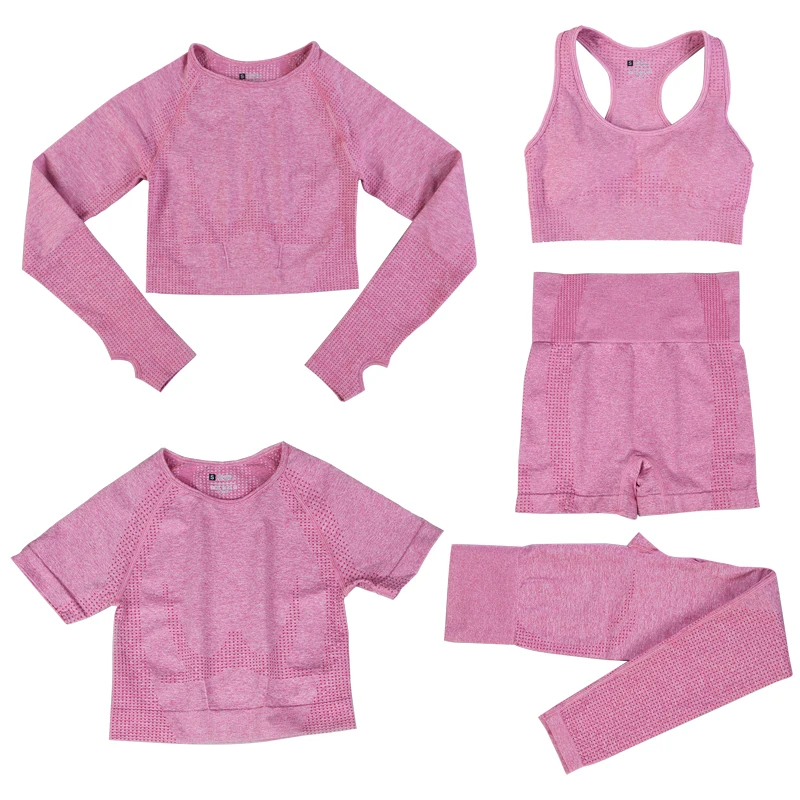 

Seamless Women Yoga Set Gym Fitness Sportswear Long Sleeve Crop Top Clothing High Waist Leggings Sport Suits