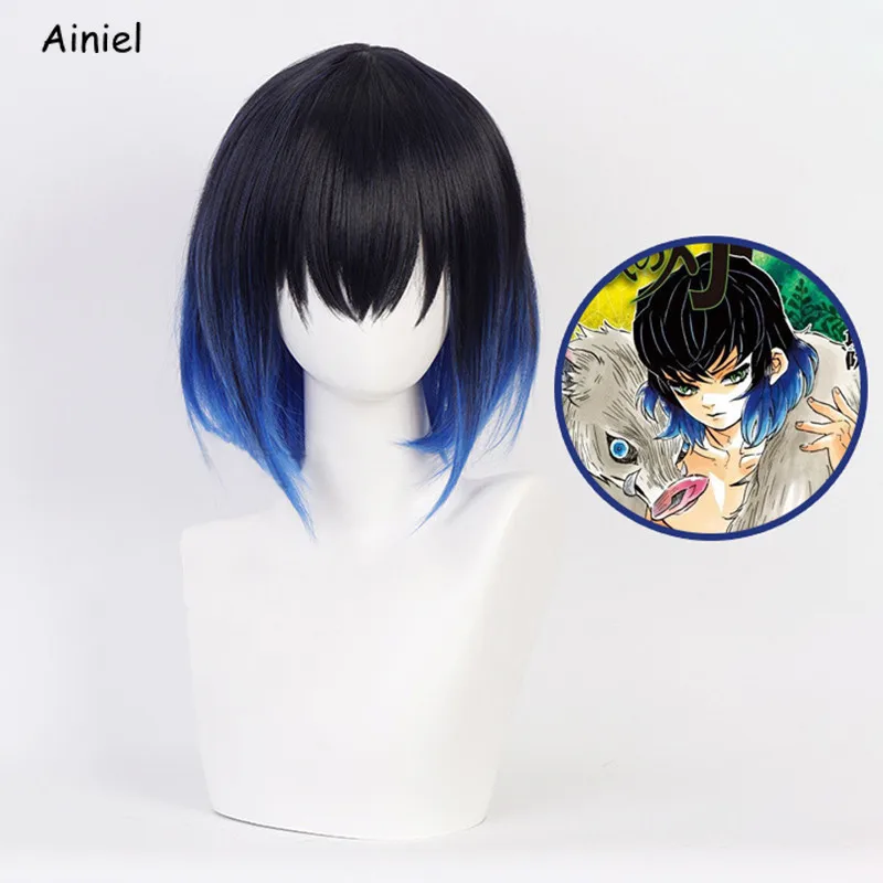 Аниме Демон Истребительница парик для косплея Hashibira Inosuke косплей Цвет: черный