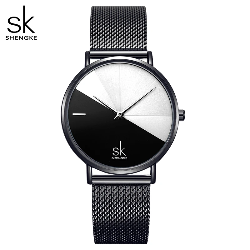 black band Shengke женские часы модные кожаные Наручные часы старинные женские часы необычные часы Mujer Bayan Kol Saati Montre Feminino - Цвет: black band