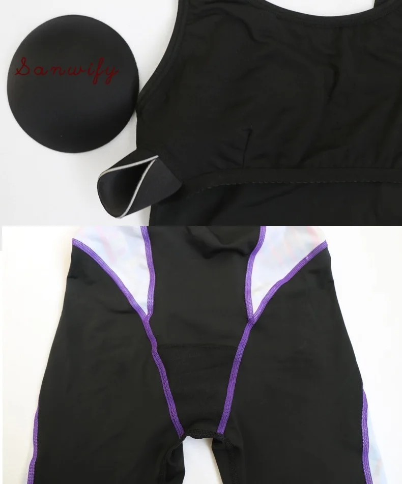 

M-3xl Waterproof Quick Piece Swimwear Sport Professional To Knee Competition Swimsuit Sexy Racing Suit Women With Pad