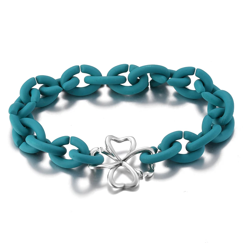 Модные бусины с клевером lake Blue Hard Rubber X браслет для женщин и мужчин европейский