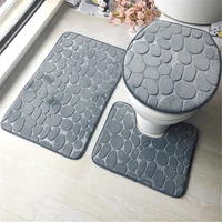 stone emboss printing toilet seat rectangle anti slip rugs and carpets for bathroom accessories microlift for toilet lid 3pcs