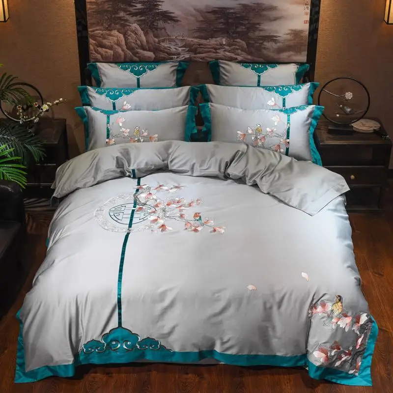 Комплект постельного белья из 4/7 предметов роскошный фиолетовый королевский