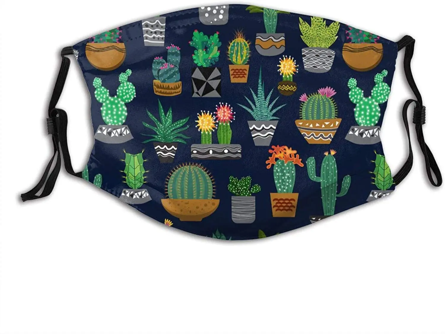 

Unique Design All Kinds of Cactus Plant Printed Mouth Covering Washable Reusable Fabric Face Mask with Filter