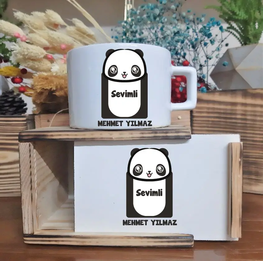 

Personalized Cute Panda Wood Boxed Luxury Cup