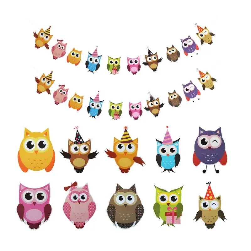 1 Набор сделай сам С Днем Рождения овсянка баннеры Вымпел бумага с Фламинго флаг