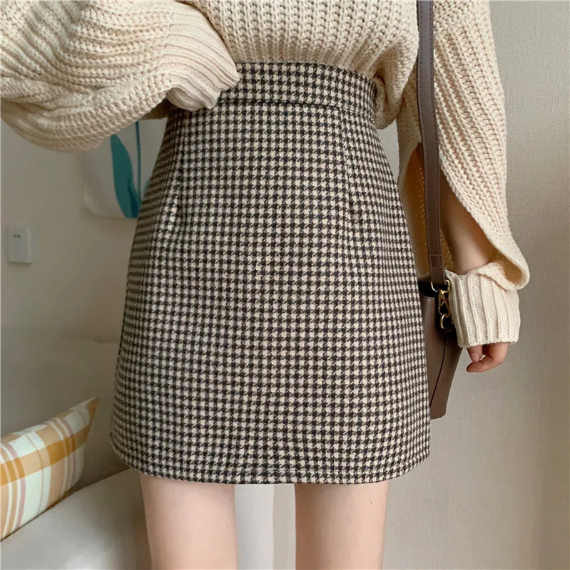 Осень и зима 2021 Корейская версия шерстяной ретро-сумки с высокой талией шикарная