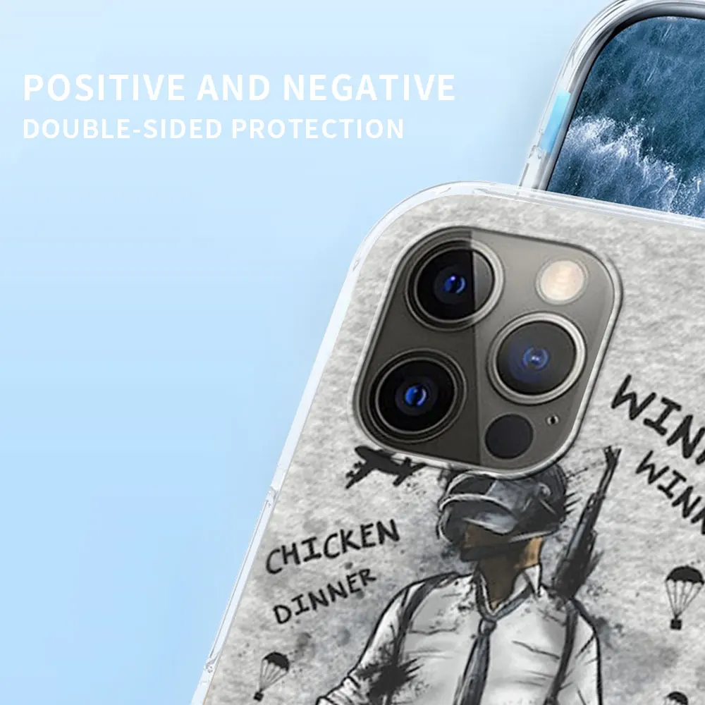 

Case for Apple iPhone 11 12 Pro Max XR X 7 8 6 Plus XS 6S Back Frosted Soft Phone Cover 5 5S Shell PUBG Game Chicken Dinner