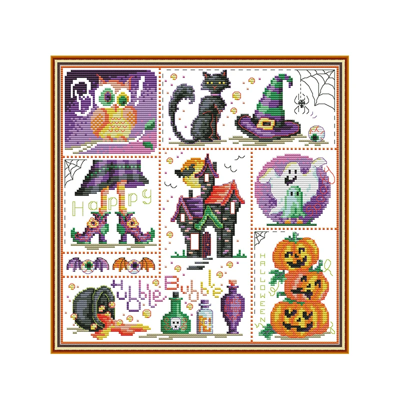 

Картина с животными Joy Sunday, Набор для вышивки крестиком на Хэллоуин DMC 14CT, Набор для вышивки крестиком