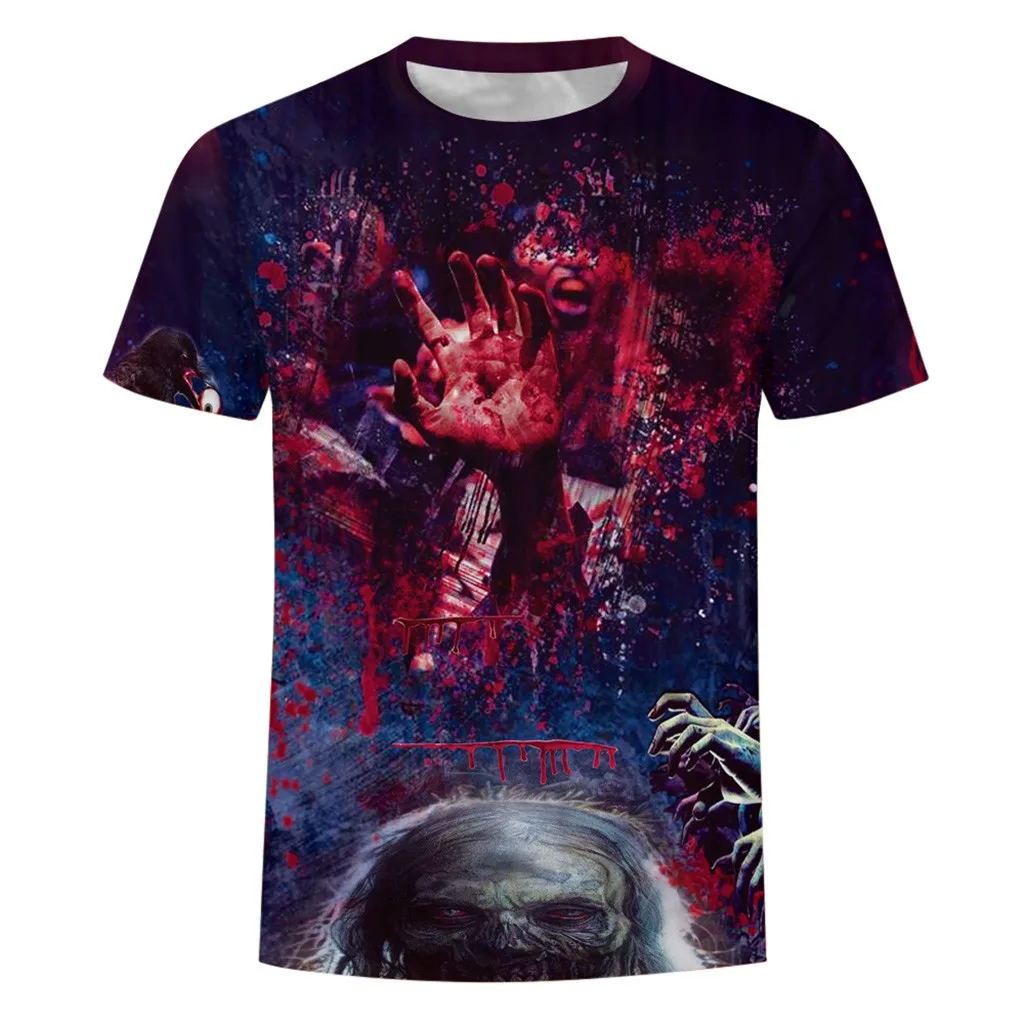 Halloween shirts men Horror 3D Print O-Neck Short Sleeve T Shirt Tops tee shirt homme camiseta masculina футболки мужские#XB20 |