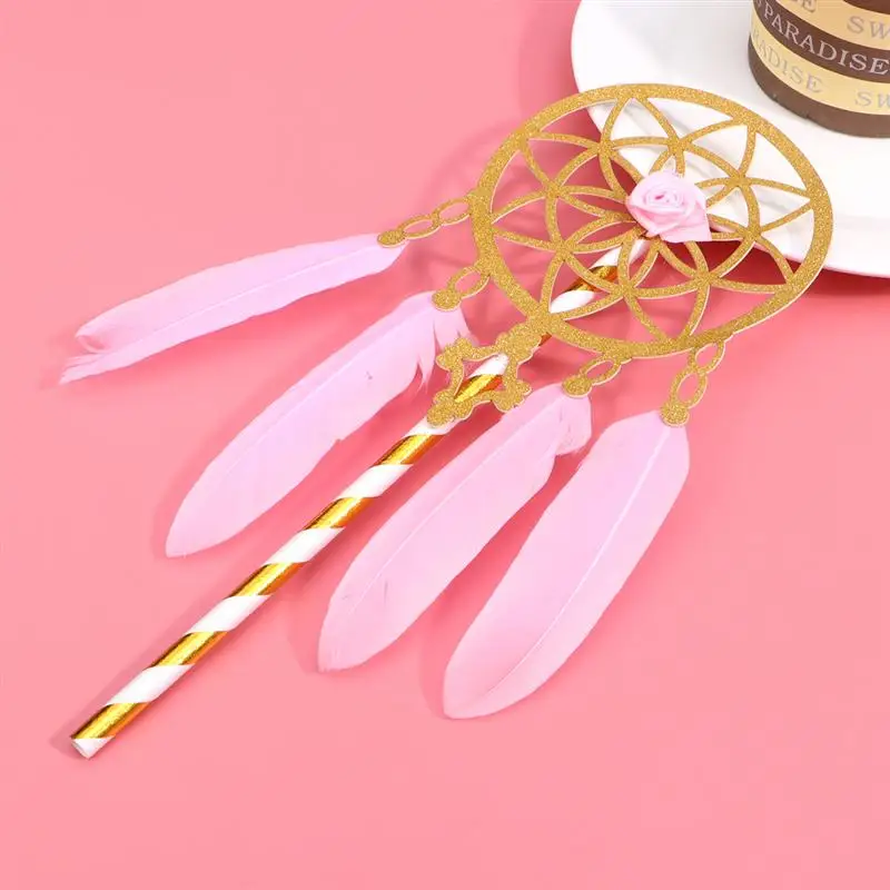 2020 5 шт. розовые топперы для торта золотой Ловец снов медиаторы романтические