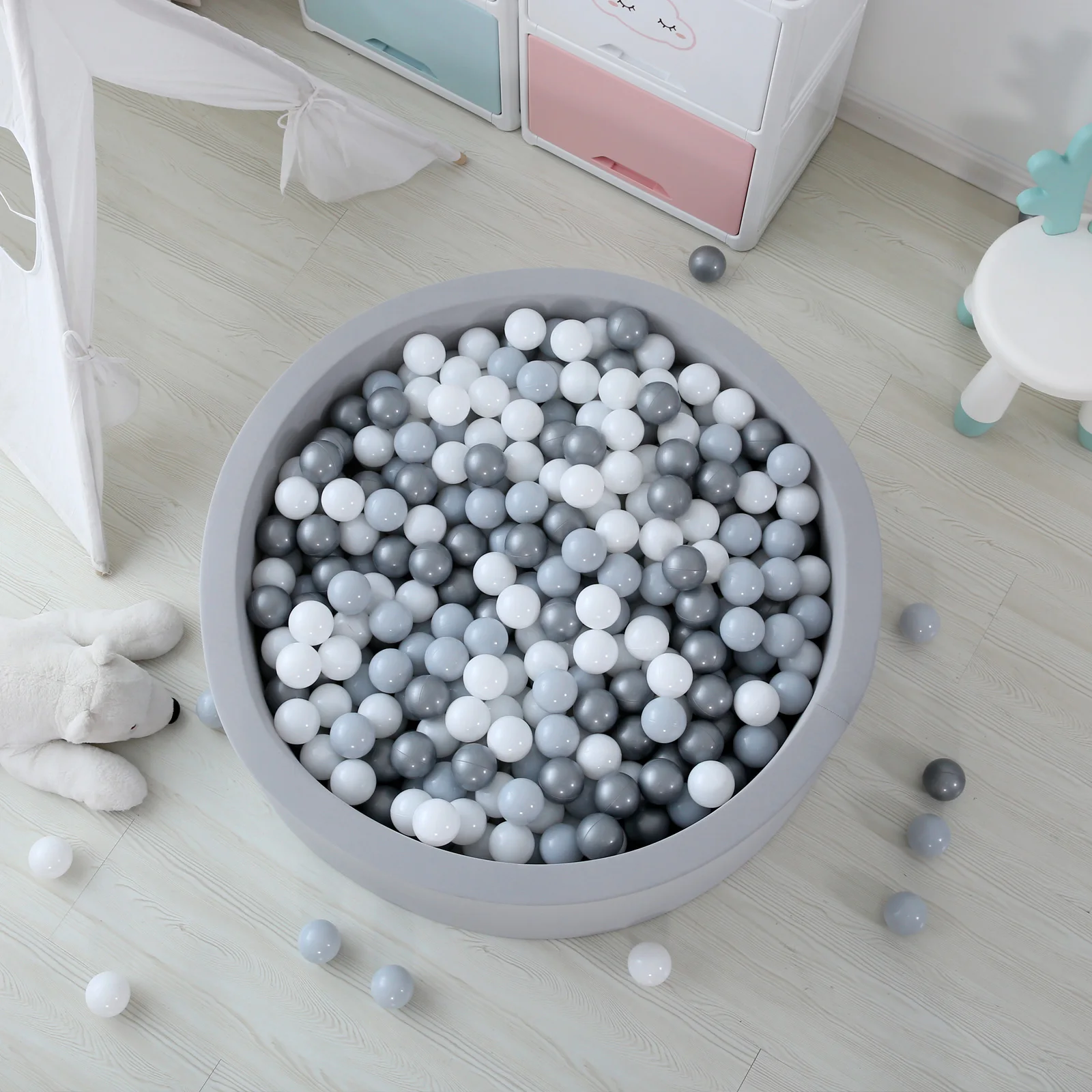 Шарики для детей пластиковые шарики 100 серо-белого цвета ямы малышей вечеринки в