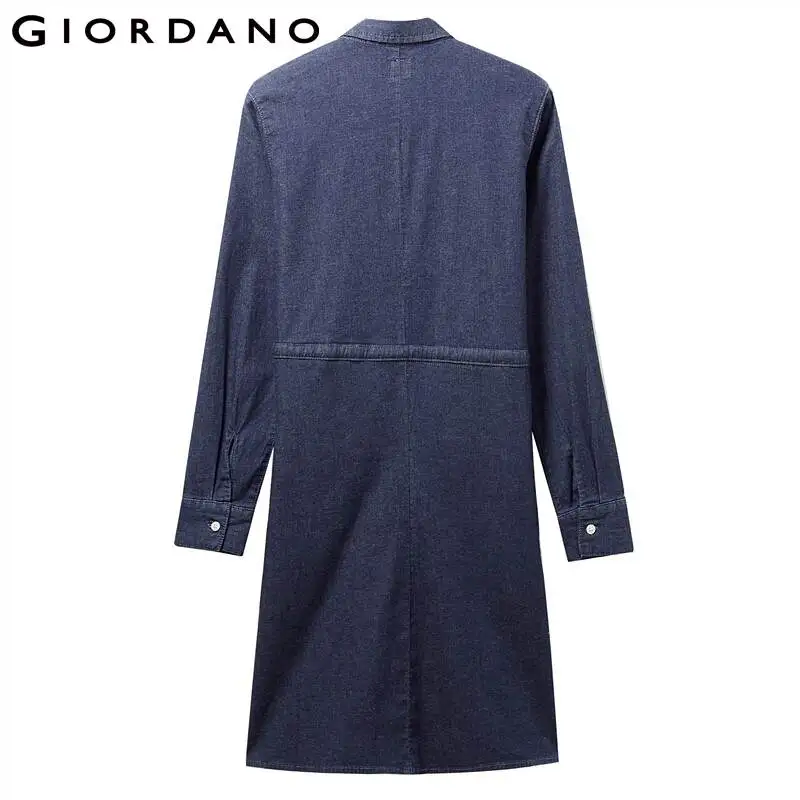 Giordano женское джинсовое платье с бантами и поясом легкое эластичное модное