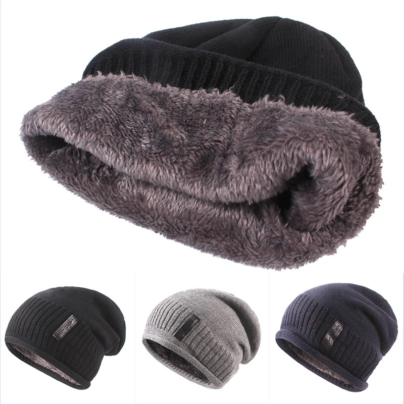 Осенне зимние однотонные удобные вязаные шапки Универсальные мужские шерстяные
