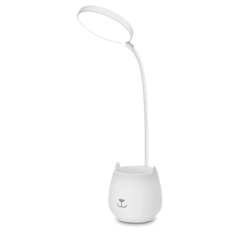 

LED Desk Lamp Reading Lamp with Pen Holder Eye-Protect Desk Lamps Dimmable Contact USB Rechargeable Table Light