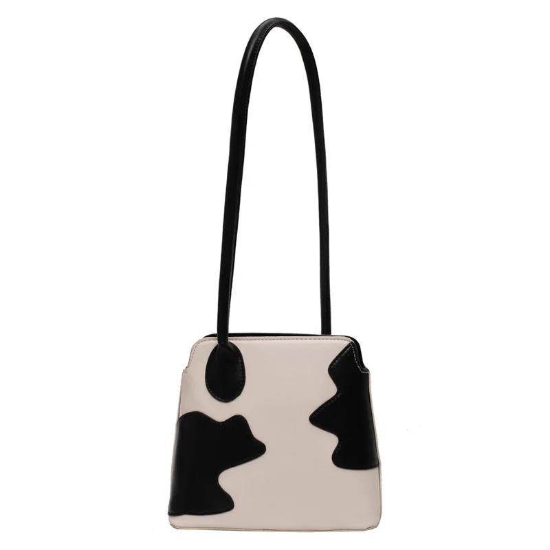 

Fashion Design Milk Cow Print Women Underarm Baguette Handbags Vintage PU Leather Girls Shoulder Messenger Bags Women Armpit Bag