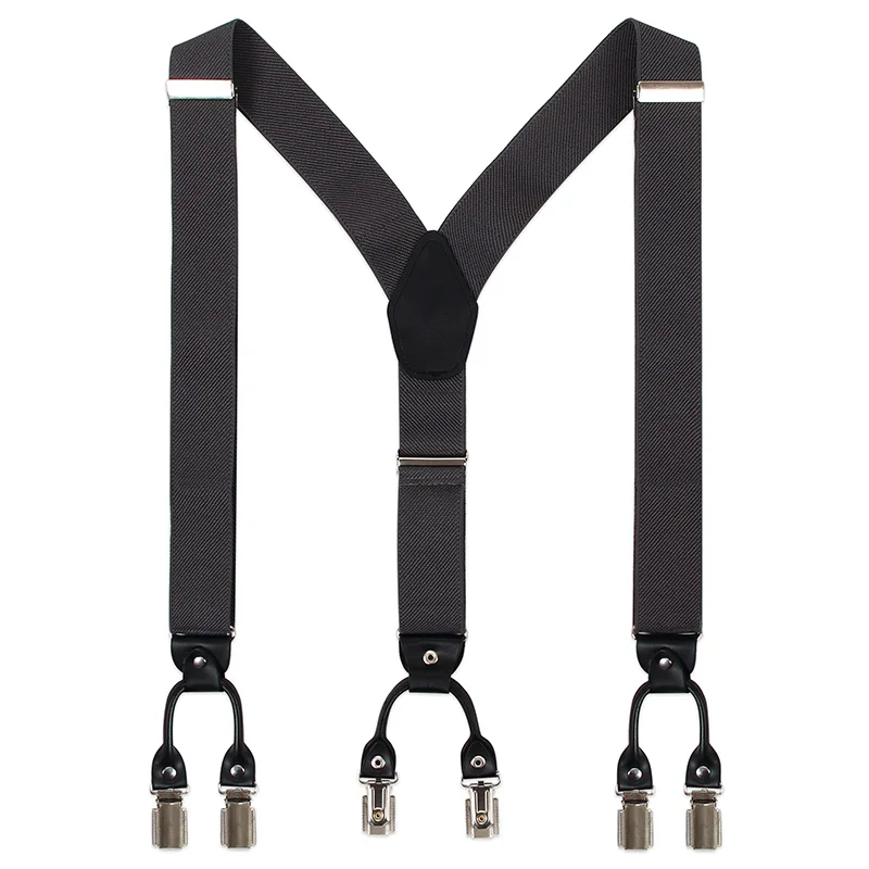 

High Quality Unisex Y Shape Elastic Clip-on Suspenders 6 Clip Pants Braces Men Adjustable Elasticated Suspender Straps for Women