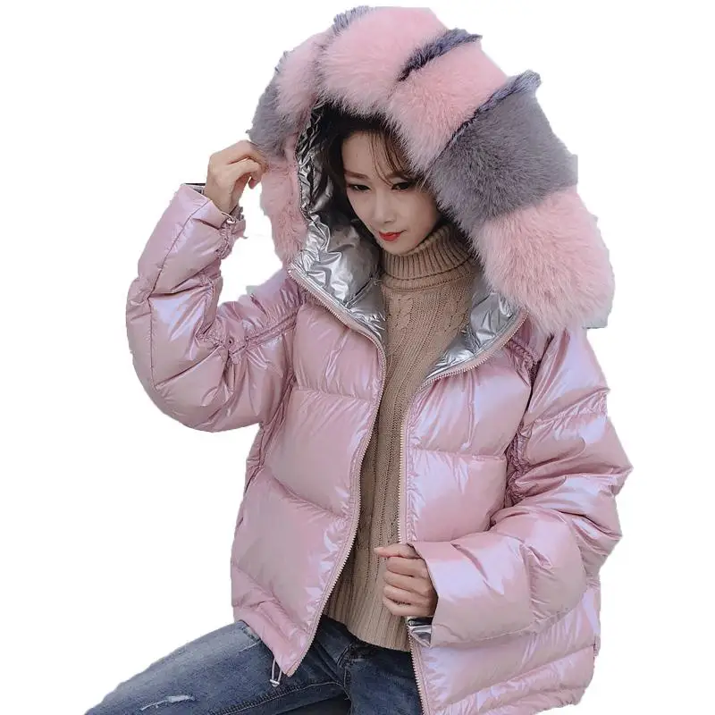 

Двухсторонняя пуховая Длинная зимняя куртка с меховым воротником пальто на белом утином пуху мягкие теплые парки зимняя верхняя одежда YF636