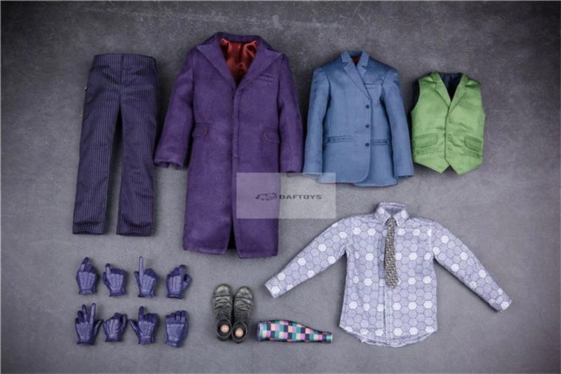 

In Stock For Fans 1/6th Joker Clown Clothing Suit Exquisite Suit Dress Purple Coat For Mostly 12inch Doll Action Collectable