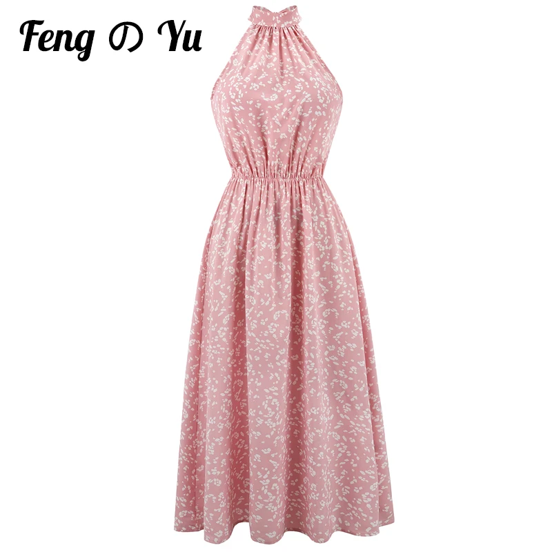 

Summer Long Dress Polka Dot Casual Dress Pink Sexy Sling Strapless 2021 Pink Women's Dress Holiday Wear