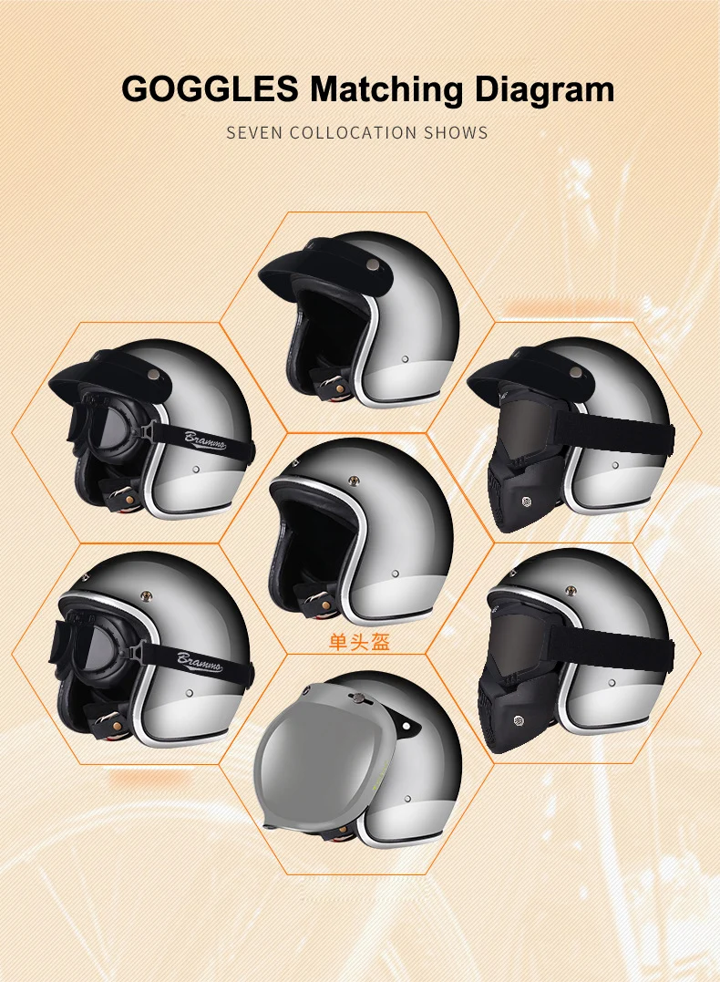 Mirror Silver Motorcycle Helmet Chrome Casco Capacete Riding 3/4 Open Face Vintage Motocross Racing Helmets | Автомобили и