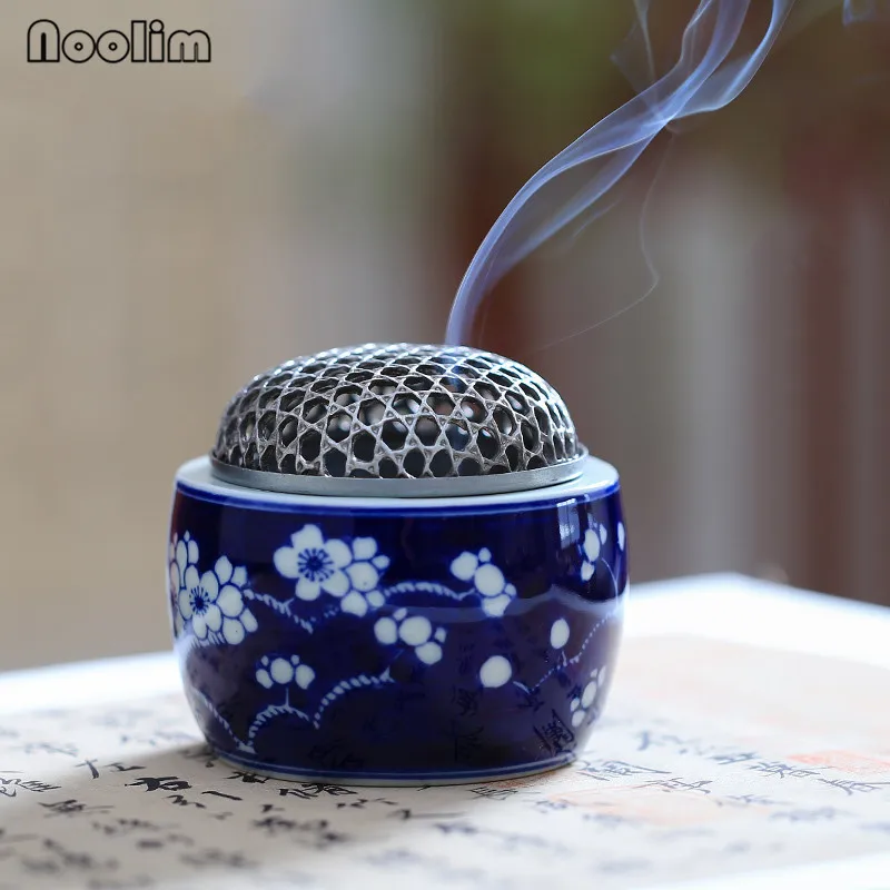 Керамическая горелка для благовоний Jingdezhen антикварная синяя и белая фарфоровая