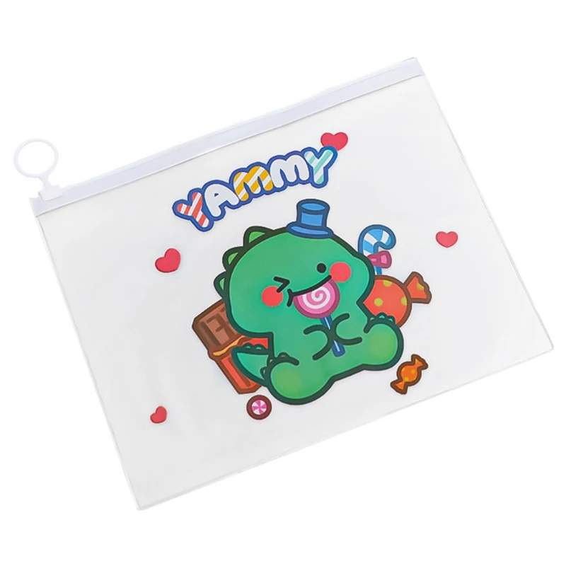 

Cartoon Dinosaur Zip File Bags Storage Document Folder Protective Wallet Pockets Stationary Waterproof Wallets ID Tags