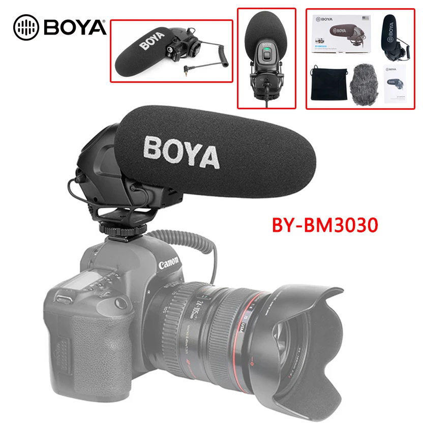 

BOYA BY-BM3030 On-Camera Microphone with 1/4 Screw 3.5mm Jack for Speech for DSLR Cameras Video Audio Recorders Condenser Mic