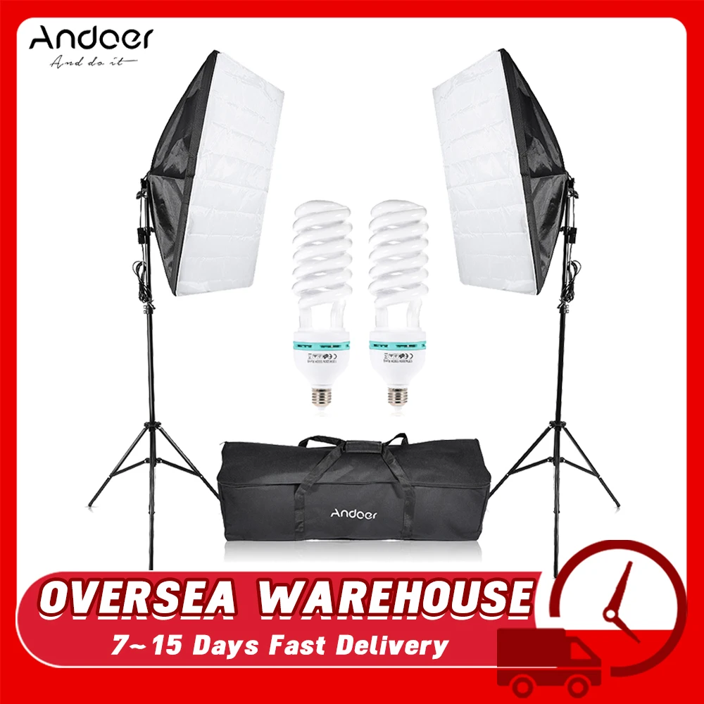 

Andoer фотография 50x70 см софтбокс световые наборы профессиональная светильник с 135 Вт лампы для фотосъемки оборудование для фотостудии