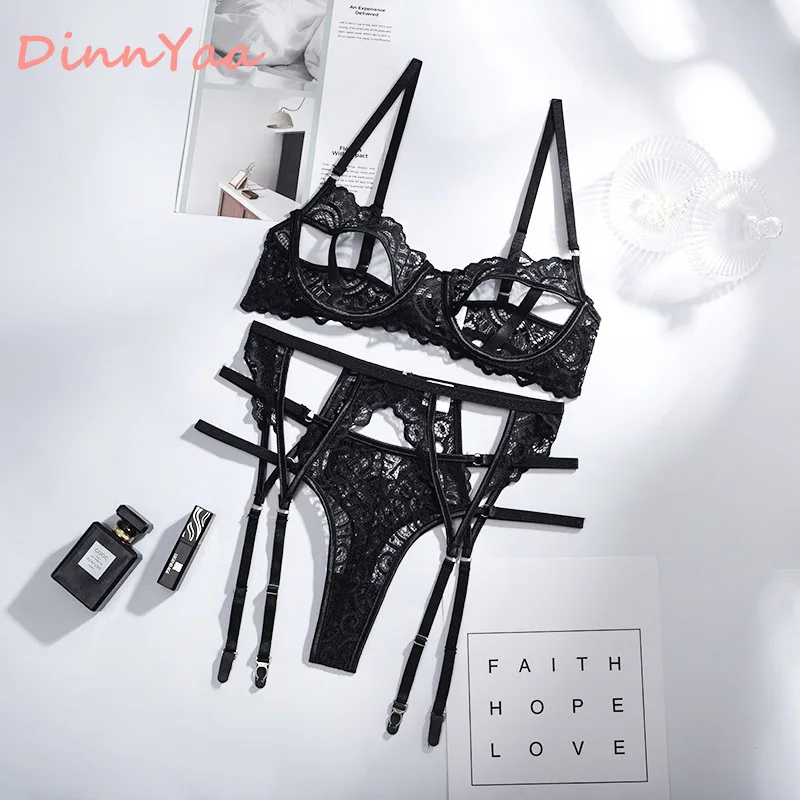 

Sexy Nightwear Open Cup Lingerie Set Women See Through Lace Underwear Push Up Bra and Panty Summer Transparent Costume Exotic