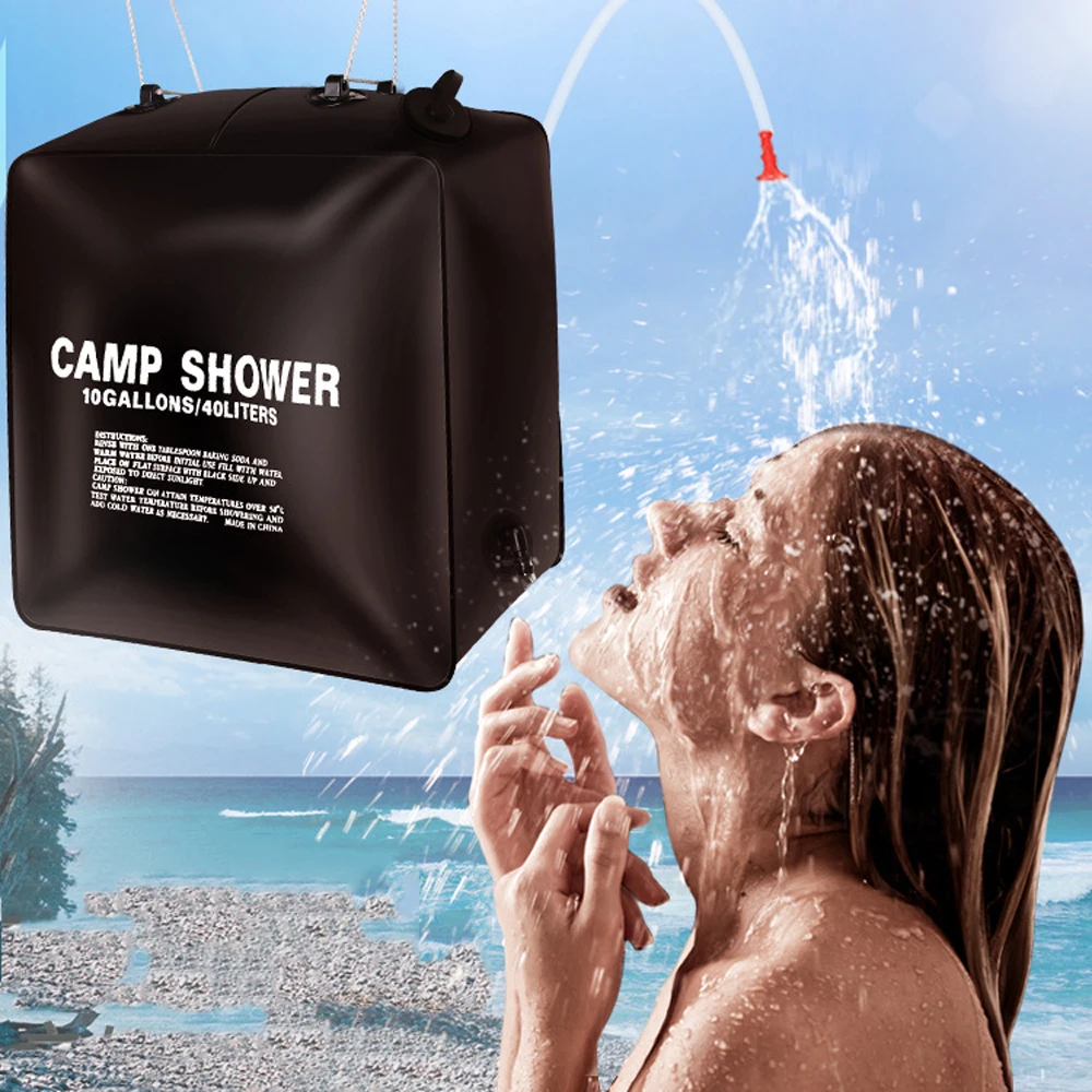 20/40L Solar Heated Shower Bag Outdoor Portable Shower Bathing Bag Traveling Camping Hiking Climbing Body Pet Cleaning Water Bag